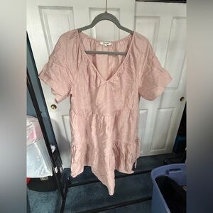 Madewell blush pink Linen Short Sleeve Dress